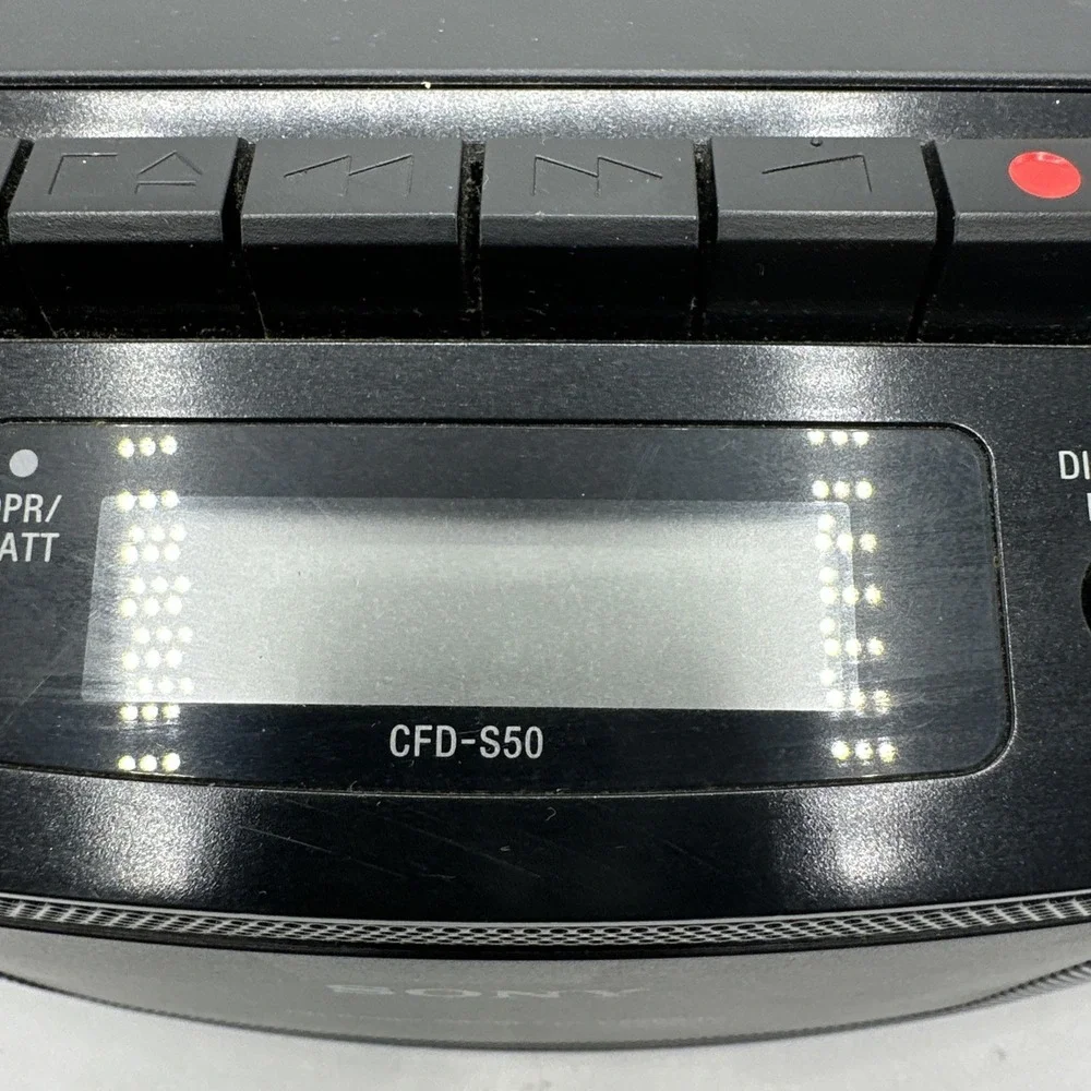 Sony CFD-S50 CD, AM/FM Radio, CD Player, & Cassette Player With Power Cord, READ